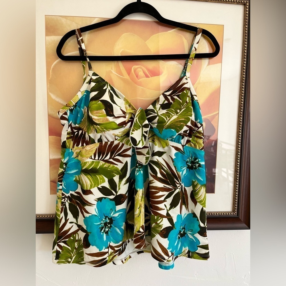 Swimsuits For All Tropical Blue and Green Camisole